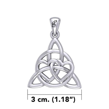 Enchantment Sterling Silver Double Hearts Connected with Magic Celtic Triquetra Pendant - TPD6194 by Peter Stone - Jewelry